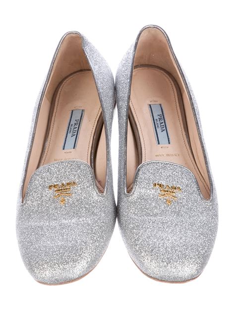 Prada Glitter Glitter Accents Loafers 